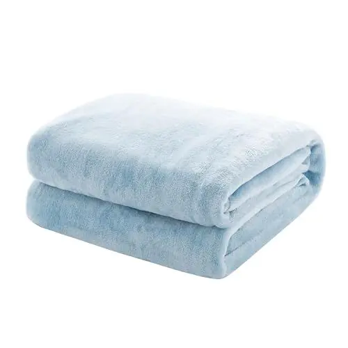 Produktbild: Mixibaby Kuscheldecke Flauschige extra weich & warm Wohndecke Flanell Fleecedecke, Falten beständig/Anti-verfärben als Sofadecke oder Bettüberwurf, Größe:150 cm x 200 cm, Farbe:Babyblau