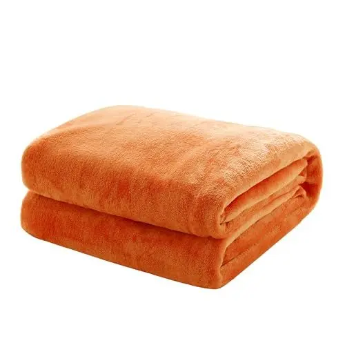 Produktbild: Mixibaby Kuscheldecke Flauschige extra weich & warm Wohndecke Flanell Fleecedecke, Falten beständig/Anti-verfärben als Sofadecke oder Bettüberwurf, Größe:150 cm x 200 cm, Farbe:Orange