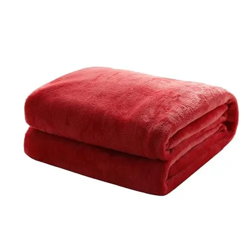 Produktbild: Mixibaby Kuscheldecke Flauschige extra weich & warm Wohndecke Flanell Fleecedecke, Falten beständig/Anti-verfärben als Sofadecke oder Bettüberwurf, Größe:220 cm x 240 cm, Farbe:Weinrot
