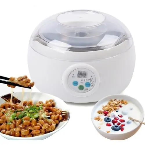 Produktbild: Mixtric Joghurtbereiter, Elektrische Joghurtmaschine Aus Edelstahl, Mit LCD-Display Und Intelligenter Zeitsteuerung, Für Reiswein-Natto Zu Hause,Weiß