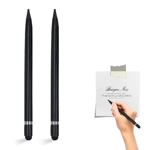 Produktbild: Mizijia Ewiger Bleistift, 2 Endloser Bleistift 2B,Permanent Bleistift,Reibungsloses Schreiben,Löschbar,Das Ende des Ewiger Bleistift Hat Eine Touchscreen-Funktion (2 schwarz)