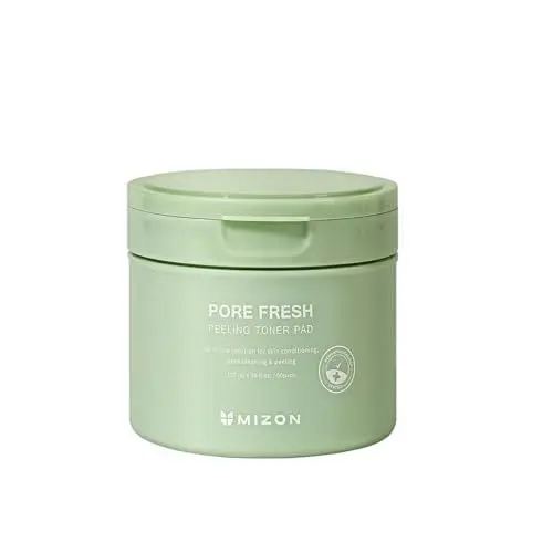 Produktbild: (MIZON PORE FRESH PEELING TONER PAD (x60) Koreanische Hautpflege - Sanfte Peeling-Tampons mit AHA, BHA & PHA - Tiefenreinigung und Sebumkontrolle für empfindliche Haut