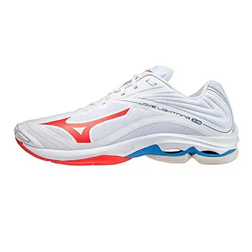 Produktbild: Mizuno Unisex Wave Lightning Z6 Volleyball-Schuh, White/Ignition Red/French Blue, 44.5 EU
