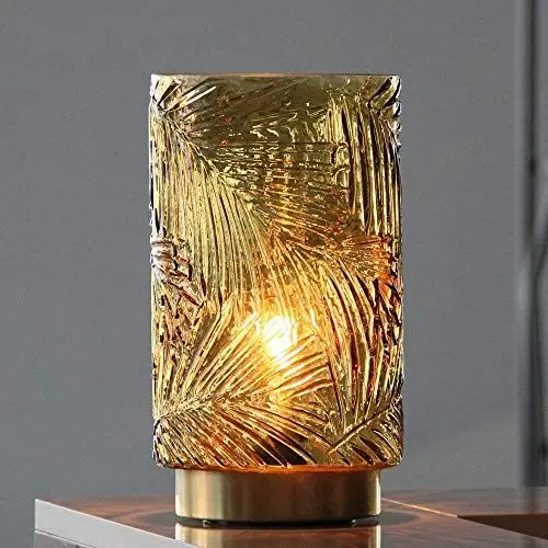 Produktbild: MJ PREMIER Tischlampe Kabellos, Mobile Tischleuchte Glas Tischlampe mit Timerfunktion, Dekorative Batteriebetrieben Nachttischlampe, Glaslampe ohne Kabel für Schlafzimmer Wohnzimmer (L-Gelb)