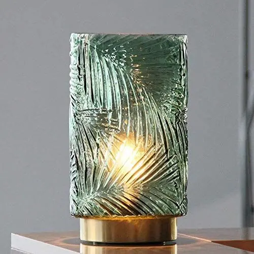Produktbild: MJ PREMIER Tischlampe Kabellos, Mobile Tischleuchte Glas Tischlampe mit Timerfunktion, Dekorative Batteriebetrieben Nachttischlampe, Glaslampe ohne Kabel für Schlafzimmer Wohnzimmer (S-Grün)