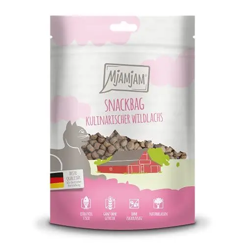 Produktbild: MjAMjAM - Premium Katzensnack - Snackbag - kulinarischer Wildlachs, 1er Pack (1 x 125 g), naturbelassen ganz ohne synthetische Konservierungsstoffe
