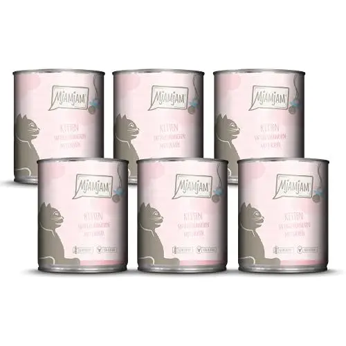 Produktbild: MjAMjAM - Premium Nassfutter für Katzen - Kitten saftiges Hühnchen mit Lachsöl, 6er Pack (6 x 800 g), getreidefrei mit extra viel Fleisch