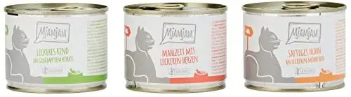 Produktbild: MjAMjAM - Premium Nassfutter für Katzen - Mixpaket I - Huhn, Rind, Herzen, 6er Pack (6 x 200 g), getreidefrei mit extra viel Fleisch