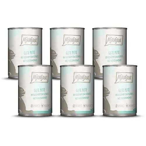 Produktbild: MjAMjAM - Premium Nassfutter für Katzen - gute Pute an gedämpftem Kürbis, 6er Pack (6 x 400 g), getreidefrei mit extra viel Fleisch