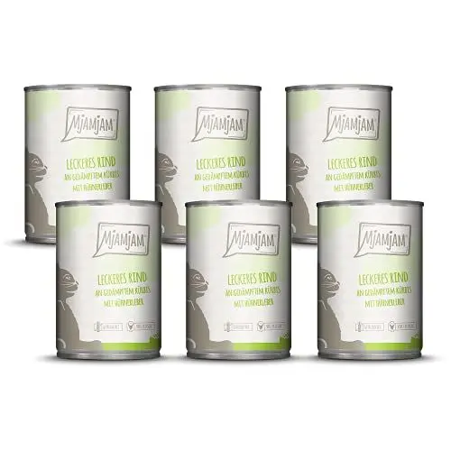 Produktbild: MjAMjAM - Premium Nassfutter für Katzen - leckeres Rind an gedämpftem Kürbis, 6er Pack (6 x 400 g), getreidefrei mit extra viel Fleisch