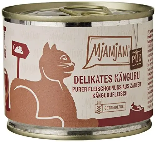 Produktbild: MjAMjAM - Premium Nassfutter für Katzen - purer Fleischgenuss - delikates Känguru pur, 6er Pack (6 x 200 g), getreidefrei mit extra viel Fleisch