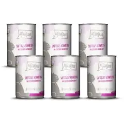 Produktbild: MjAMjAM - Premium Nassfutter für Katzen - saftiges Schwein an leckeren Möhrchen, 6er Pack (6 x 400 g), getreidefrei mit extra viel Fleisch