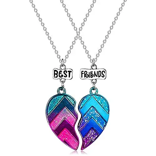 Produktbild: MJARTORIA Damen Mädchen Jungen Halskette Silber Farbe Essen Regenbogen Schmetterling Eule Schmuck Anhänger mit Gravur Freundschaftsketten