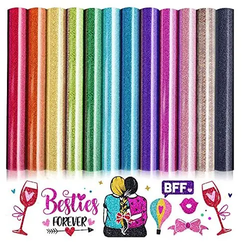 Produktbild: MJARTORIA Plotterfolie Textil Vinyl, Flexfolie Plotter Textil 30×25 cm, Wärmeübertragungsfolie Plotter für DIY T-Shirt Stoffe Leder (10pcs Bunt)
