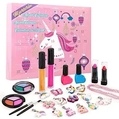 Produktbild: MJartoria Adventskalender Make-up 2024 für Mädchen Weihnachten Countdown Adventskalender für Mädchen, Frauen, Teenager Kinder Beauty Make-up Lippenstift, Schmetterling Schmuck