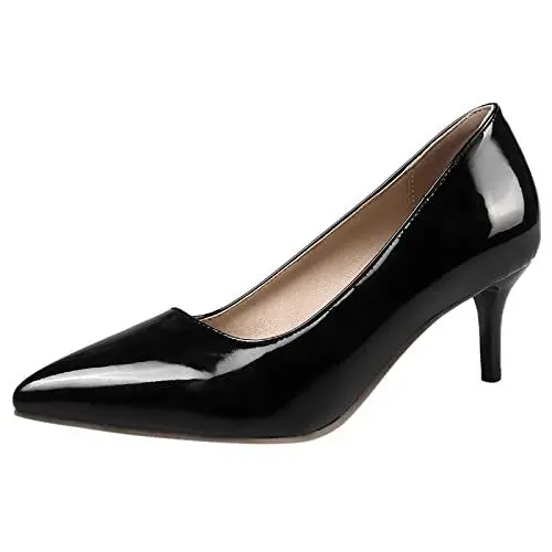 Produktbild: MJIASIAWA Damen Elegant Pointed Toe Hochzeit Stiletto Pumps Formal Kleid Kitten Heel Party Mode Abend Schuhe Schwarz Gr 41 EU/43 Asiatisch