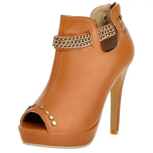 Produktbild: MJIASIAWA Damen Peep Toe Reißverschluss Romisch Sandalen Stiletto Klassischer Plateau Abend Formal Sommer Stiefeletten Spikes Gelb Gr 35 Eu