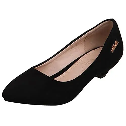 Produktbild: MJIASIAWA Damen Pointed Toe Buro Arbeit Comfy Ohne Verschluss Kitten Heel Pumps Formal Kleid Abend Niedrige Absatz Schuhe Bows Schwarz Gr 39 EU/40 Asiatisch
