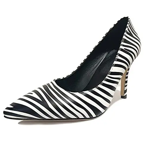 Produktbild: MJIASIAWA Stiletto Damen Ohne Verschluss Abend Kleid Mode Pointed Toe Pumps Bride Formal Hochzeit Party Pumps Zebra Gr 41 EU/43 Asiatisch