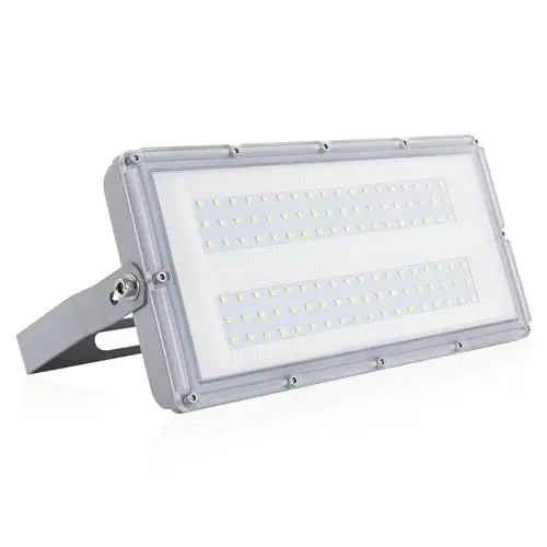 Produktbild: MKKM Neueste LED Strahler Flutlichter außen 100W Superhell 10000lm Flutlichtstrahler 6500K IP67 Wasserfest Außenstrahler für Sportplatz