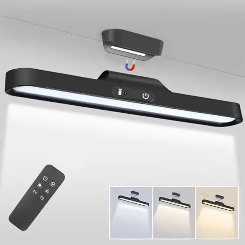 Produktbild: MKKM Unterbauleuchte Küche LED Akku, 32 cm Wiederaufladbare Schreibtischlampe Schrankbeleuchtung Kabellos, LED Lichtleiste mit Fernbedienung 2000 mAh, USB Batteriebetriebenes Küchenlicht