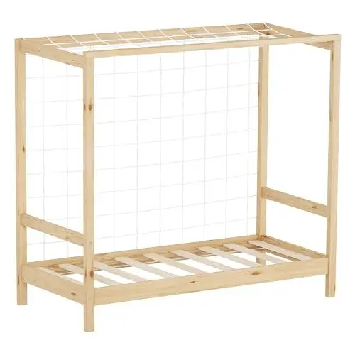 Produktbild: ML-Design Kinderbett Fußballtor 70x140 cm, Natur, Einzelbett für Kinder, Holzbett mit Lattenrost & Tornetz, Jugendbett aus Kiefernholz, Bettgestell für Jungen und Mädchen, Fußballbett-Tor Spielbett
