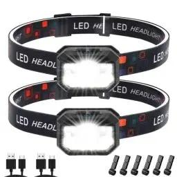 Produktbild: Stirnlampe LED Wiederaufladbar,MLIAIMCE 2 Stück 2000 Lumens Superhell Sensor Stirnlampe 18 Modi Kopflampe,IPX4 Wasserdicht LED Leicht Perfekt zum Joggen,Wandern,Camping,Radfahren,Angeln