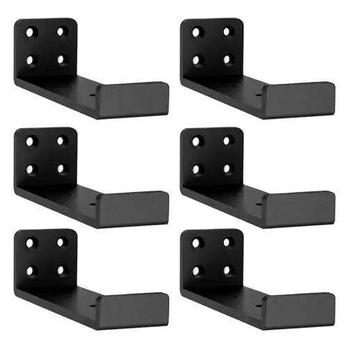Produktbild: MLOQI 6 stück Regalhalterung Schwarz mit Lippen, Regalwinkel Schwerlast, Regalhalter Metall, Schwerlastwinkel Wandhalterung Winkel Regal, 0,5 cm Dick, Tragkraft 50 KG (Schwarz 15,3 cm)