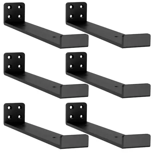 Produktbild: MLOQI 6 stück Regalhalterung Schwarz mit Lippen, Regalwinkel Schwerlast, Regalhalter Metall, Schwerlastwinkel Wandhalterung Winkel Regal, 0,5 cm Dick, Tragkraft 50 KG (Schwarz 22,9 cm)