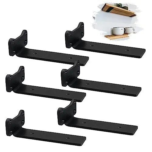 Produktbild: MLOQI 6 stück Schwimmende Regalhalterung, Regalwinkel Schwarz Metall, Tablarträger Unsichtbar Wandhalterung Regal Katzenohr Design (25cm) DE