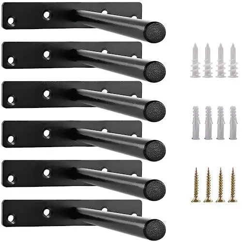 Produktbild: MLOQI 6 stück Schwimmende Regalhalterung, Tablarträger Unsichtbar Regalwinkel Schwarz Metall, Wandhalterung 15,2 cm