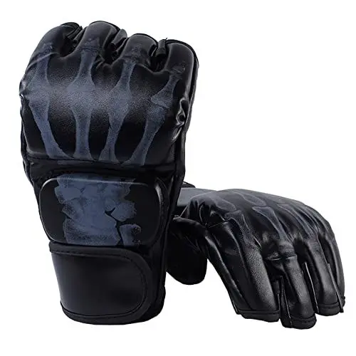 Produktbild: MMA Mitts, Halbfinger-Box-Kampf Handschuhe, Half-Finger-Kickbox-Handschuhe, Anti-Verletzungs-Schock-Absorb Box Handschuhe, Geeignet für Kickboxen Sparring, Leichtes Training, Karate, Schatten Boxen