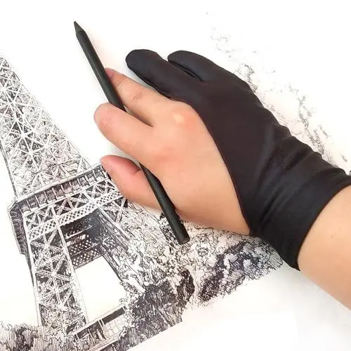 Produktbild: MMOBIEL Digitaler Zeichenhandschuh - Künstlerhandschuh für Zeichentablett etc. - Palm Rejection 3-Layer - Two Fingers Handschuh für Digitales Zeichnen für Rechte und Linke Hand - Größe Small Modell A