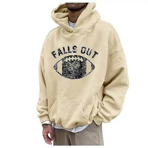 Produktbild: MMOOVV Baumwollpullover Herren Kapuzenpullover mit Falls Out Grafik Herren Kapuzenpullover Kapuzenpullover Plüsch Lässiger Pullover (Khaki, S)