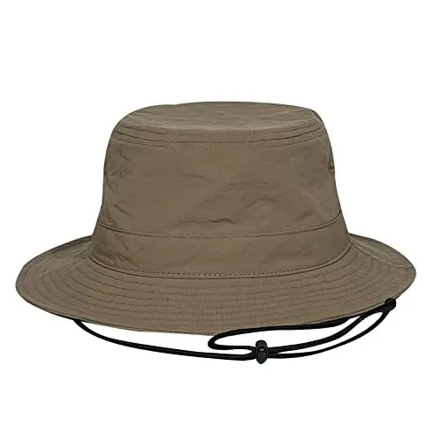 Produktbild: MMOOVV Breitkrempiger Fischerhut mit Kordel Stilvoller Sonnenschutz Outdoor Hut, Wasserabweisend, Für Damen und Herren (Khaki, One Size)