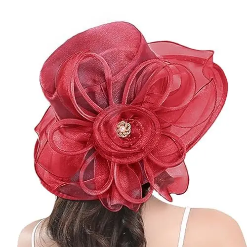 Produktbild: MMOOVV Damen-Mütze mit Blumenmuster, Sonnenschutz, Strandhut, Sonnenschutzhut Sommer Damen (Red #2, One Size)