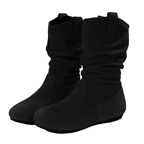 Produktbild: MMOOVV Damen Stiefeletten Bequeme Winterboots mit Flachem Absatz, in Schwarz, Rot (Black, 41)