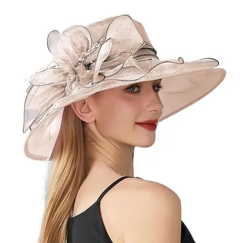 Produktbild: MMOOVV Damenhut Eleganter Kirchen Brautteeparty Hochzeitsfest Hut (Pink #3, One Size)