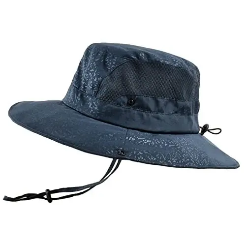 Produktbild: MMOOVV Eleganter Outdoor Hut mit Kordelzug Wasserabweisender Sonnenschutz mit breiter Krempe für Herren, ideal für Wandern und Reisen (Navy, One Size)