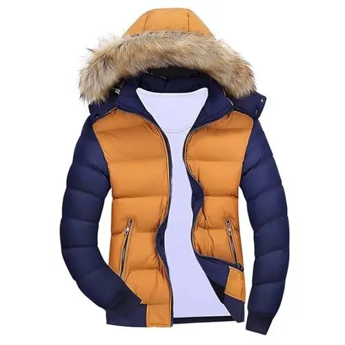 Produktbild: MMOOVV Funktionsmantel Herren Farblich passende Langarmjacke für Herren im Herbst und Winter mit Kapuzenkragen (Yellow, M)