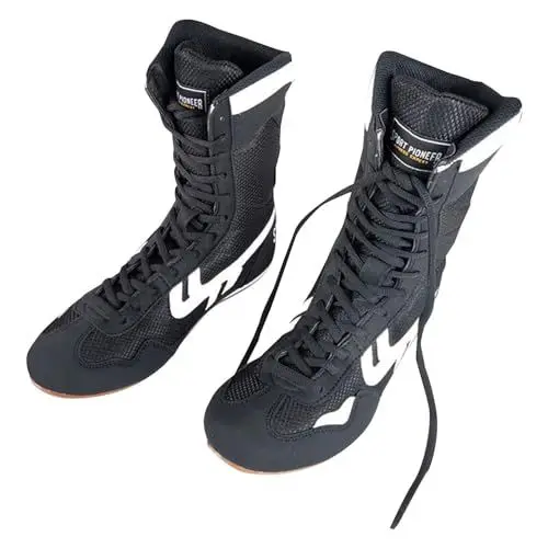 Produktbild: MMOOVV Herren-Boxschuhe, Kampfsport, Taekwondo Training, spezielle High-Top-Box-Trainingsschuhe Wrestling-Schuhe (Black, 43)