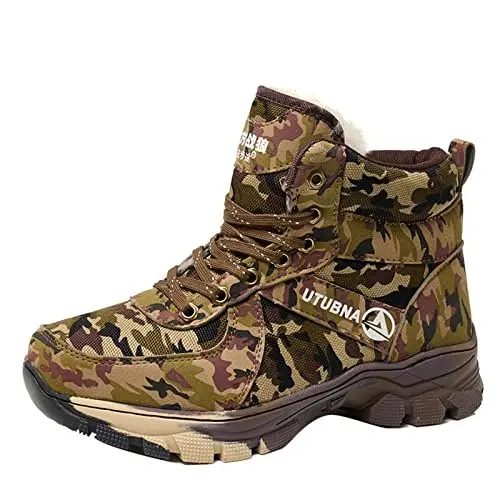 Produktbild: MMOOVV Herren Motorrad Stiefel Schnürstiefel Boots Schneestiefel Klassische Chukka Boots Biker Freizeitschuhe Baumwollstiefel Schuhe Herren (Camouflage, 45)