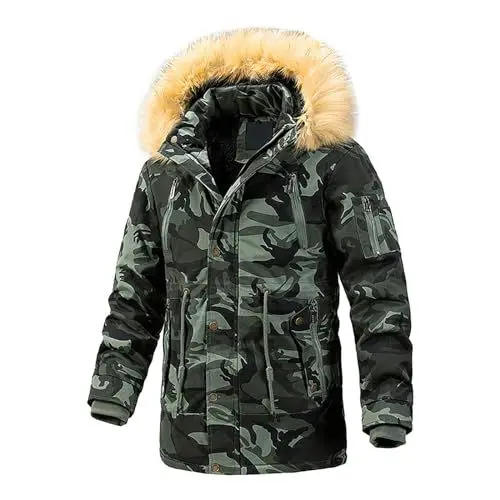 Produktbild: MMOOVV Herrenjacke mit Reißverschluss und Kapuze, große Strickjacke, Kapuzenjacke, gepolsterte, verdickte, einfarbige Schößchenjacke Winterjacken Herren Winter (AG, XL)