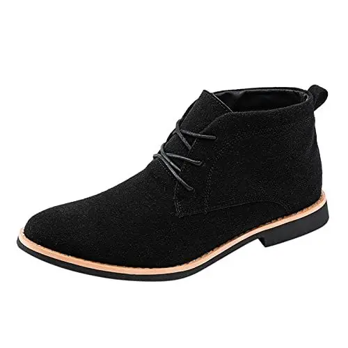 Produktbild: MMOOVV Klassische Business Lederschuhe für Herren aus mit Schnürung und kurzen Stiefeln Herren Schuhe Herbst (Black, 45)