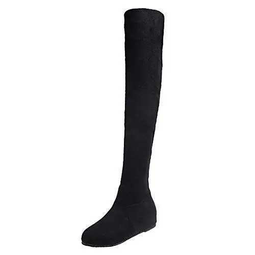 Produktbild: MMOOVV Overknee Stiefel für Damen Slip on High Women Schuhe Runde Stiefel Winter Damenstiefel Schuhe Winter Damen (Black, 35)