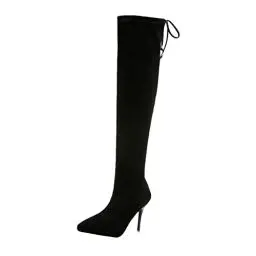 Produktbild: MMOOVV Spitzstiefel Overknee-Stiefel Ärmel (10CM) Die Ferse Elastische Damenstiefel Outdoor (Black, 39)