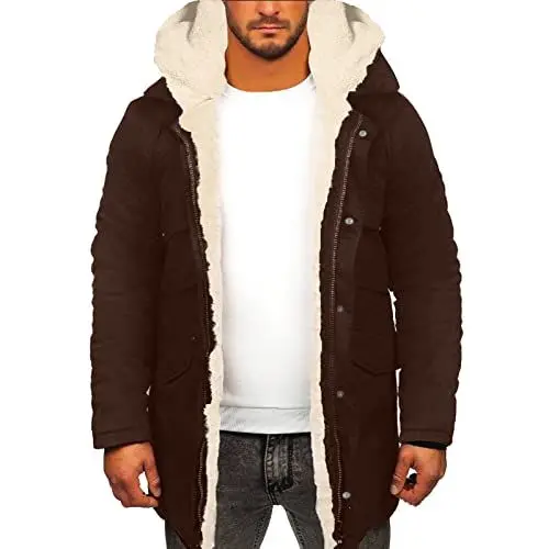 Produktbild: MMOOVV Winterjacke Herren Warm Gefüttert Jacke Fleece Winterparka Winddicht Outdoor Übergangsjacke (Coffee, S)
