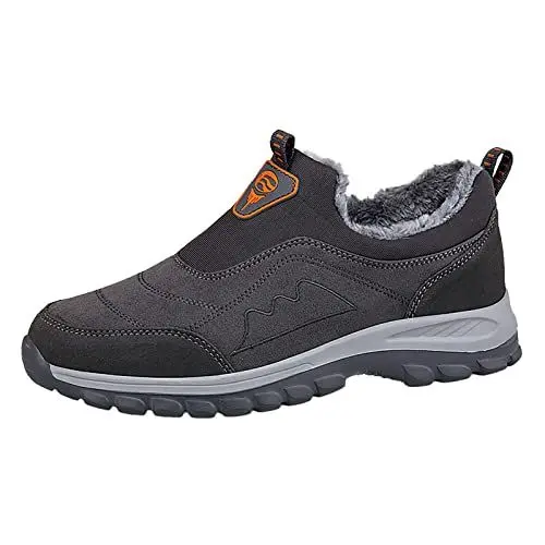 Produktbild: MMOOVV Winterschuhe Herren Warm Gefüttert Winterstiefel Herren Winter Rutschfeste Bequeme Baumwollschuhe Schneestiefel Schuhe Herren (Grey, 45)