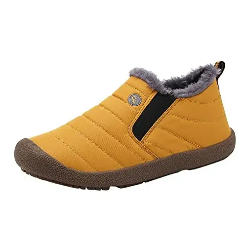 Produktbild: MMOOVV Winterstiefel Herren Wasserdicht Winterschuhe Schneestiefel flacher warm und bequem Schuhe Herren (Yellow, 44)