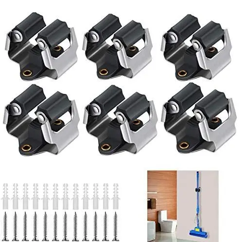 Produktbild: Mnixy 6 Stück Mop Halter, Wandhalterung Besen Halter, Gerätehalter deal für Mopp Besen Organisation,Besenhalter Wandhalter zur Aufbewahrung der Gartengeräte, besenhalterung Wand(Schwarz)